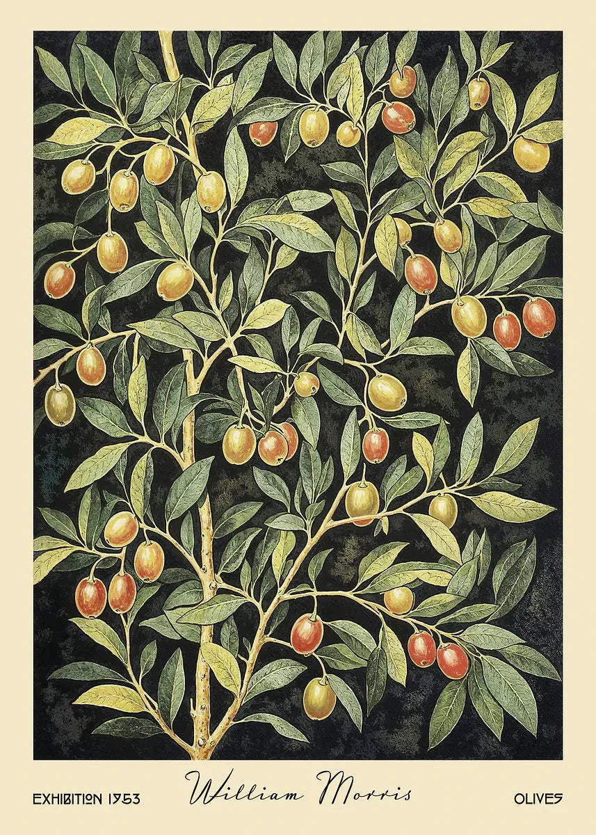 William Morris Retro Kitchen Fruit Canvas Wall Art | Dining Decor
