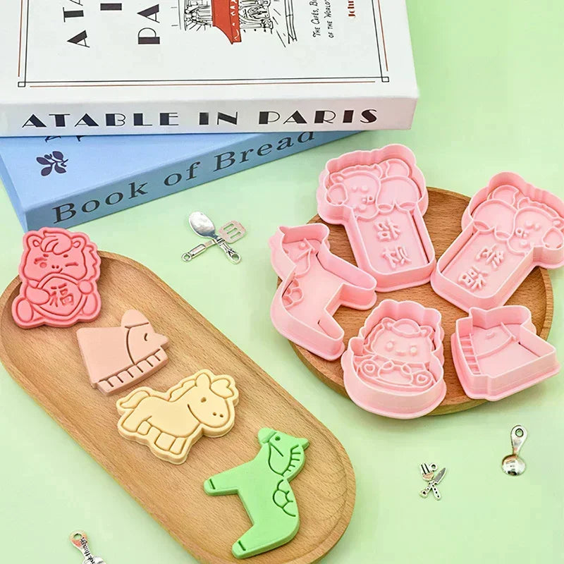 3D Horse Cookie Cutter Stamp | Chinese New Year Baking Mold Cookie Cutter Mold Peaceful Pleasures Health and Wellness