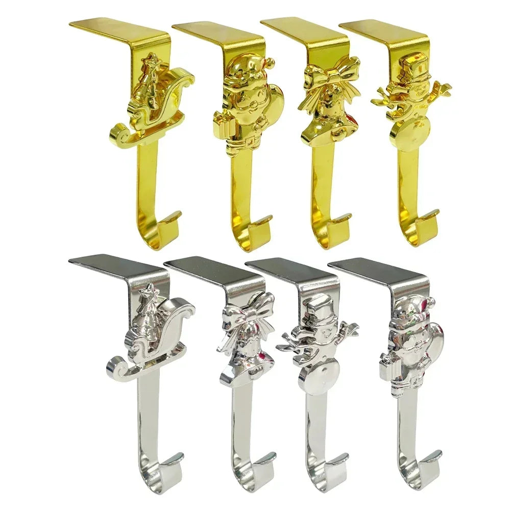 Set of 4 Christmas Stocking Hooks – Festive Fireplace Mantel