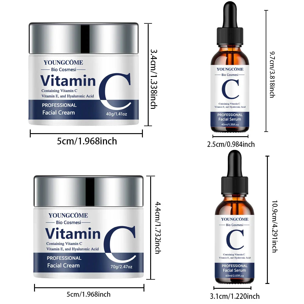 Vitamin C E & Hyaluronic Acid Face Cream & Serum Set