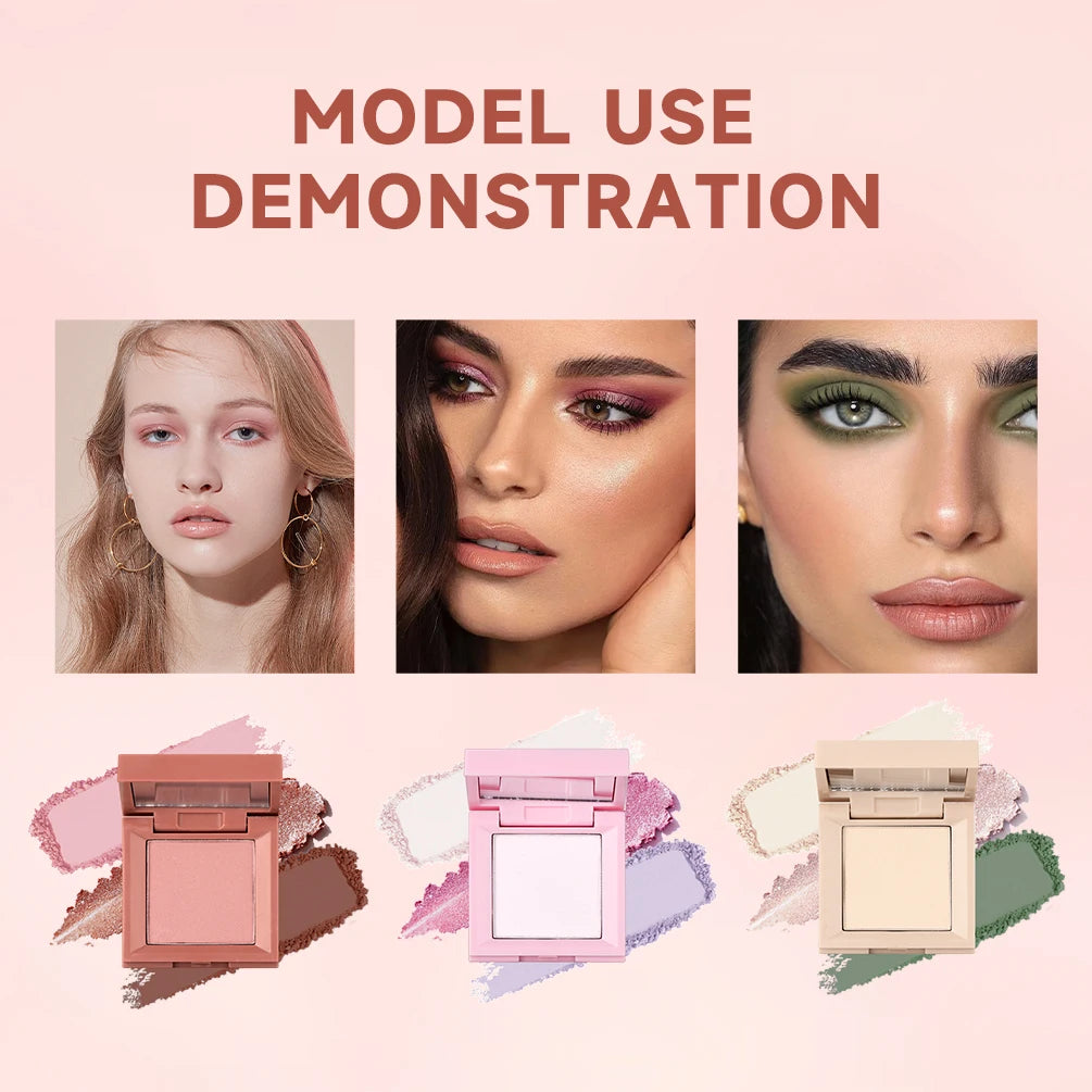QIBEST 3 In 1 Eyeshadow Palette Highlighter Blush Multifunctional Makeup Glitter Eyeshadow 3 Colors In 1 Case Eyes Cosmetics Peaceful Pleasures Health and Wellness