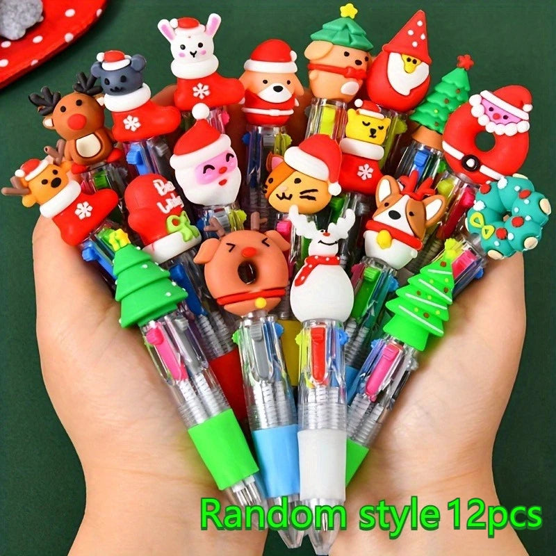 Mini Christmas 4-Color Ballpoint Pens | Set of 4, 8 or 12