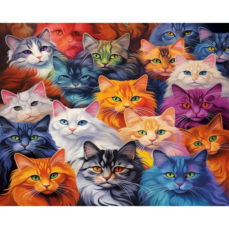 Abstract Cat Paint by Numbers Kit for Adults – 60x75cm Canvas