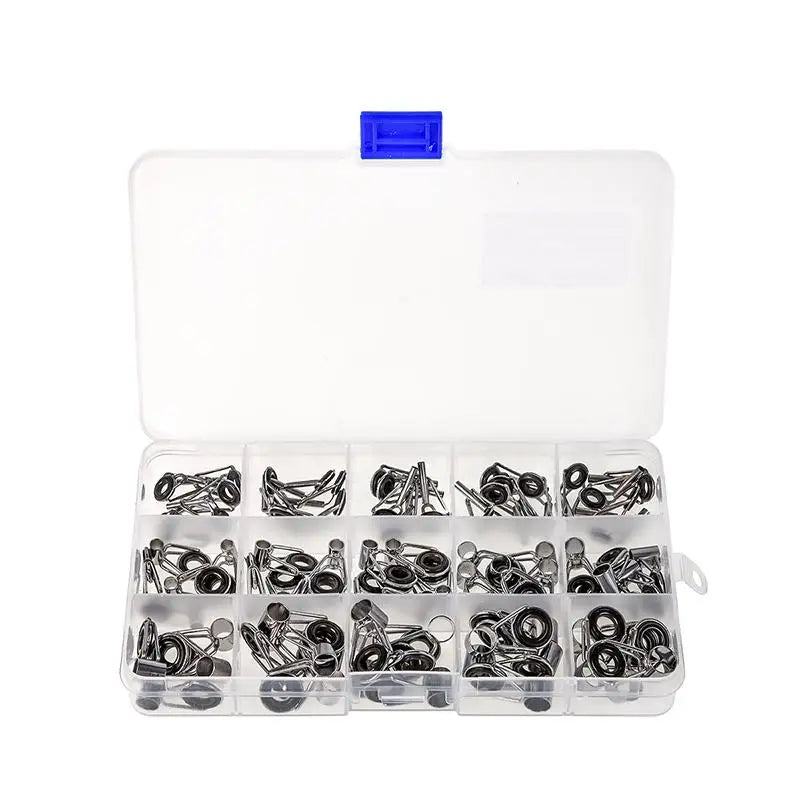 75-Piece Fishing Rod Repair Kit, Stainless Steel Ceramic Rings, Includes 15 Models, Durable Replacement Parts for Fishing Gear M Peaceful Pleasures Health and Wellness 27830 black
