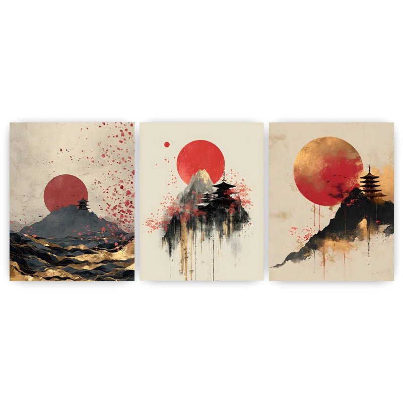 Abstract Wall Art Japanese Landscape Canvas Painting Modern Style Poster Prints Living Room Wall Decor Peaceful Pleasures Health and Wellness 01 21X30cm No Frame China Mainland