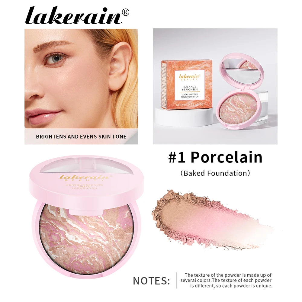 Baked Powder Foundation Oil Control Setting Makeup Pressed Powder Cake Bronzer Glow Face Contouring Shimmer Contour Peaceful Pleasures Health and Wellness color 1 foundation