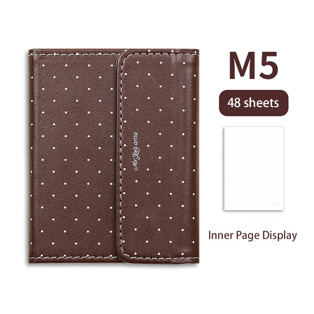 Polka Dot M5 Leather Notebook Instagram Diary DIY Portable Pocket