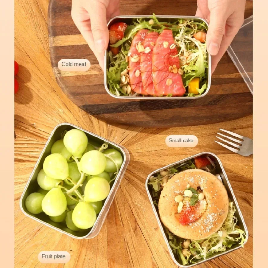stainless steel fresh-keeping box with sealed lid, thickened small lunch box, camping food packaging and storage box lunchbox Peaceful Pleasures Health and Wellness