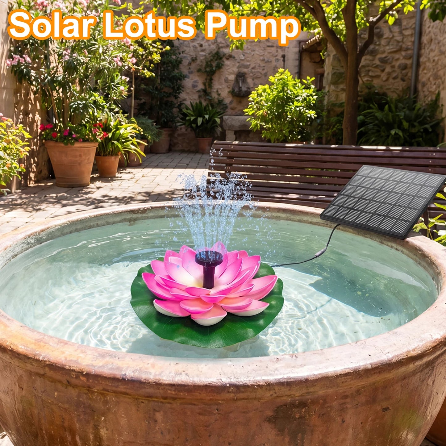Lotus Solar Bird Bath Fountains with 6 Nozzles Solar Fountain Water Pump Easy Install for Garden Pond Pool Fish Tank and Outdoor Peaceful Pleasures Health and Wellness
