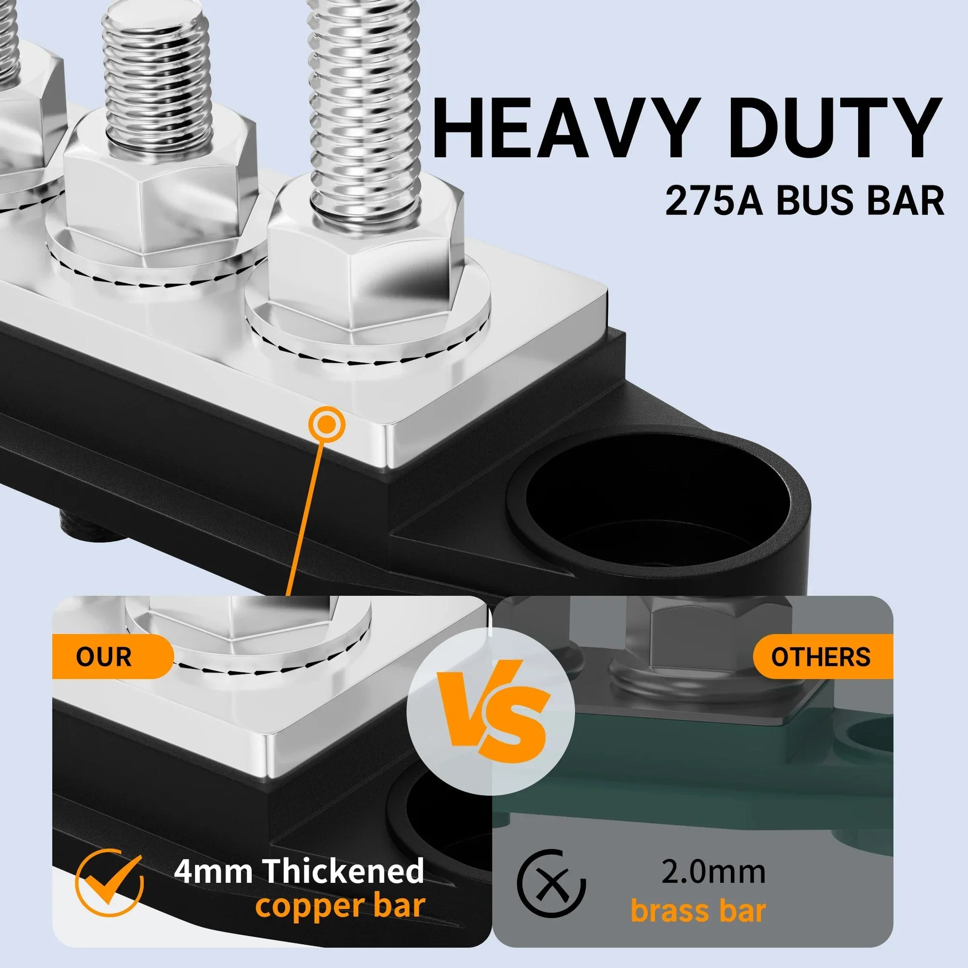 275A Bus Bar 12V Power Distribution Block Car Audio Busbar 6 x 5/16" (M8) Terminal Stud Positive & Ground Battery Bus Bar Peaceful Pleasures Health and Wellness