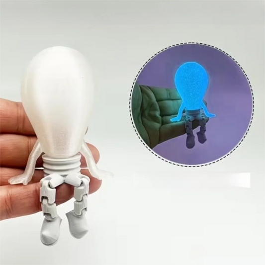 3D Printed Glow-in-the-Dark Bulb Figurine Desktop Ornament Novelty Desk Figurine Oasis Select Blue