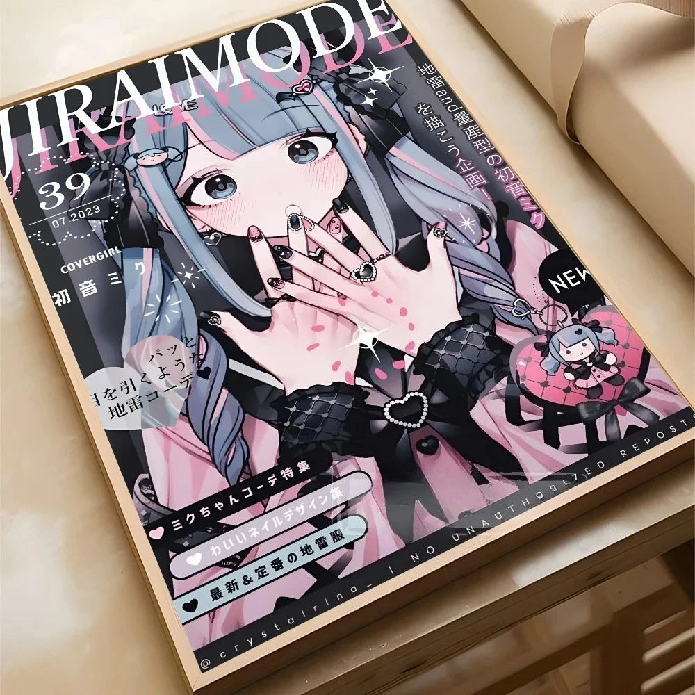 Virtual Idol H-Hatsunes MikU Poster Poster Paper Print Home Living Room Bedroom Entrance Bar Cafe Art Painting Decoration Peaceful Pleasures Health and Wellness 6-1PC 20x30cm