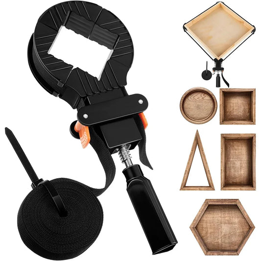 13 FT Woodworking Belt Strap Clamp | 4 Corner Claws Woodworking Strap Clamp Peaceful Pleasures Health and Wellness Black-1 Set