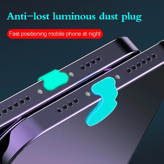 Phone Protector Micro Usb Luminous anti-loss Dust Plug Charm iphone 14 pro Accessories Rubber Plugs Type c Consumer Electronics Peaceful Pleasures Health and Wellness
