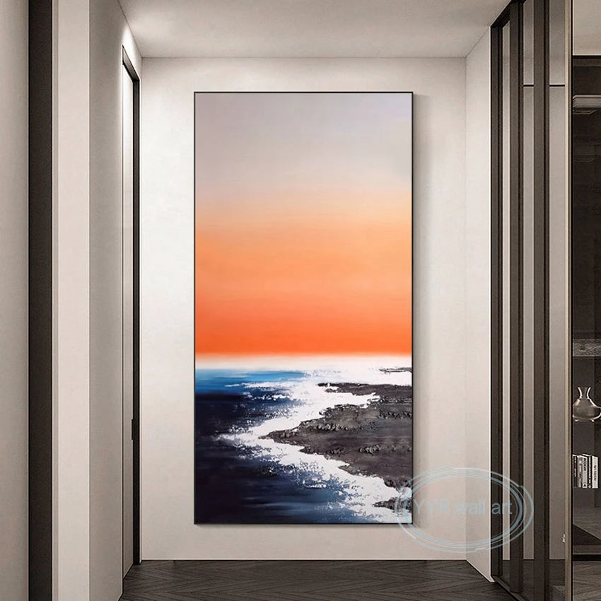 High Quality Canvas Art Oil Painting Modern Abstract Handmade Seascape Wall Decoration Mural Parlor Vestibule Hotel Custom Image Peaceful Pleasures Health and Wellness