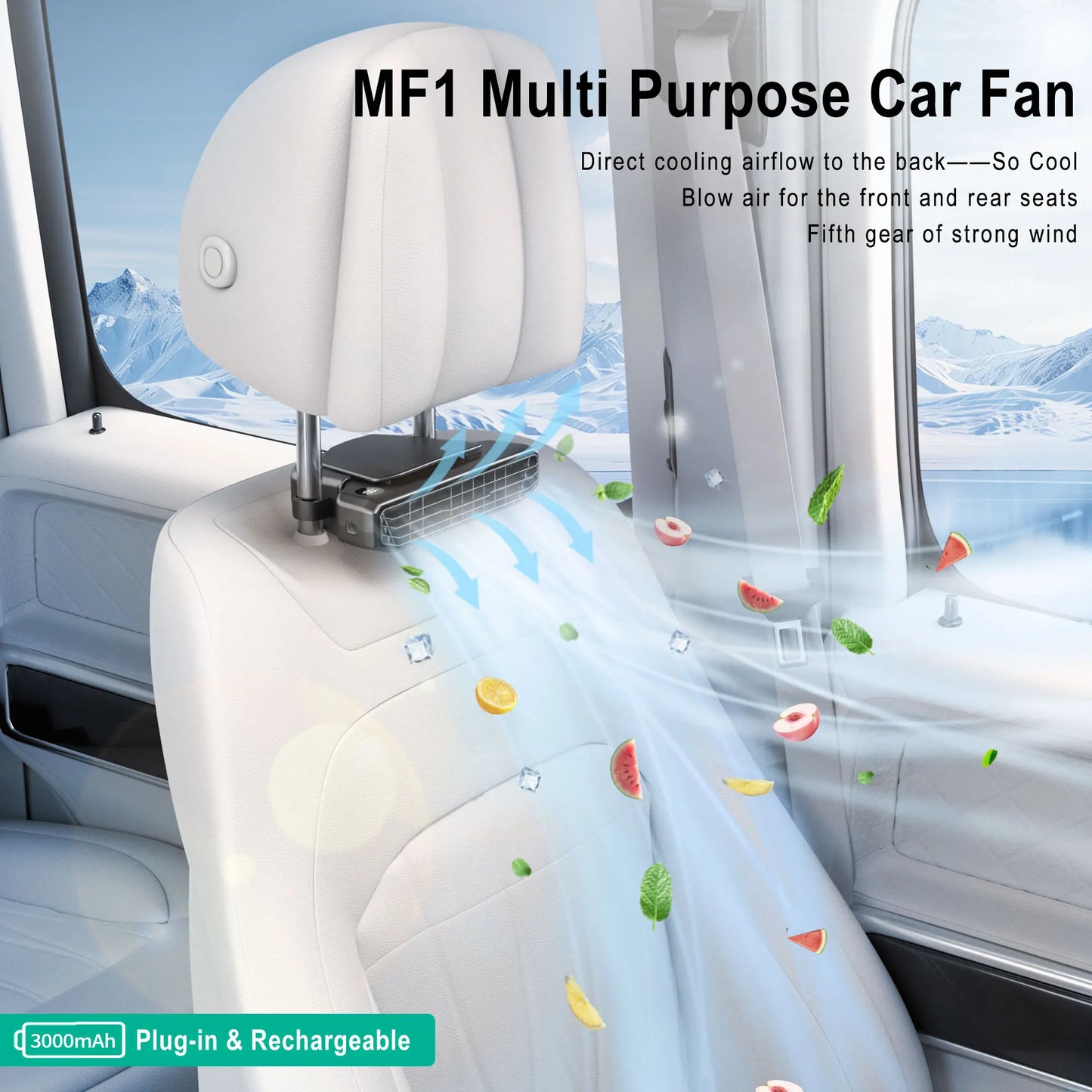 HOMEFISH 2026 New Car Seat Fan MF1 High Wind Speed Cooling Fan USB Powered Backrest Ventilation Fan for Vehicle Peaceful Pleasures Health and Wellness