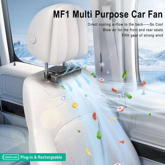 HOMEFISH 2026 New Car Seat Fan MF1 High Wind Speed Cooling Fan USB Powered Backrest Ventilation Fan for Vehicle Peaceful Pleasures Health and Wellness