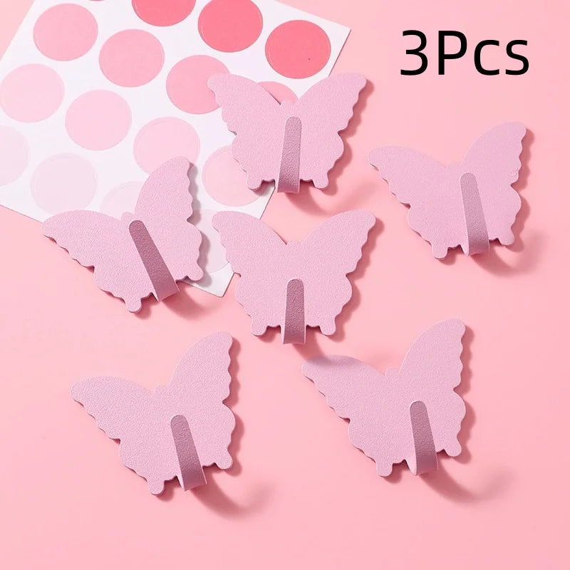 3-Pack Butterfly Wall Hooks Self-Adhesive Decorative Hangers