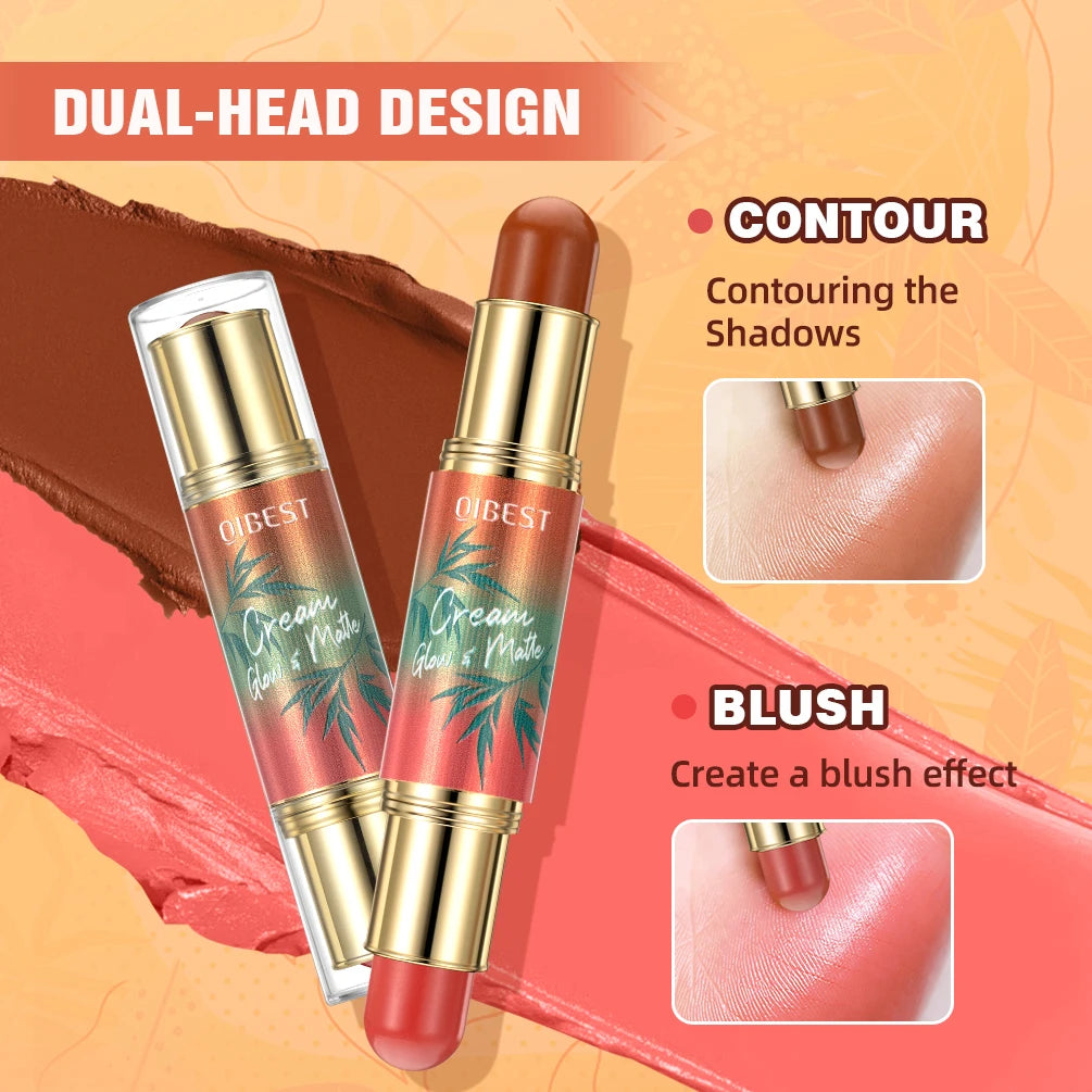 QIBEST 2 In 1 Multiuse Stick Double Headed Bronzer Blush For Cheeks Eyes Lips Long Lasting Matte Glow Makeup Contourining Stick Peaceful Pleasures Health and Wellness