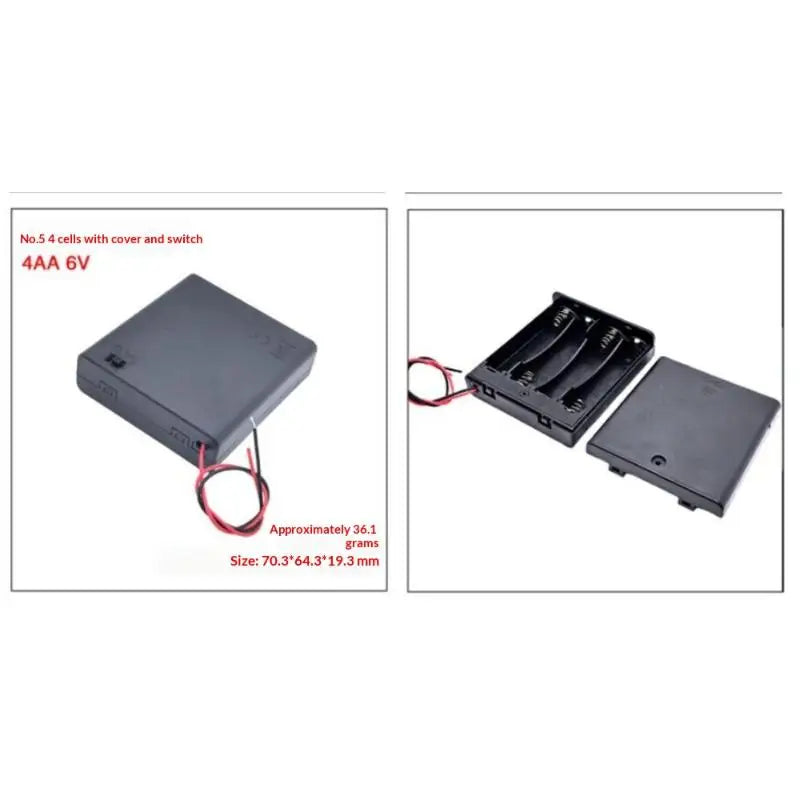All Black AA Battery Holder Storage Case Box With Switch And Cover For AA Batteries Standard Container 1 2 3 4 6 Slots Peaceful Pleasures Health and Wellness AA 4 Slots 1pcs