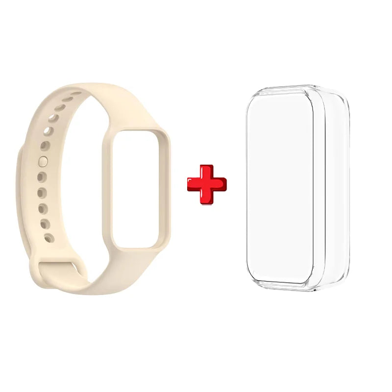 2-in-1 TPU Case & Silicone Band for Amazfit Band 7 Sport Strap Peaceful Pleasures Health and Wellness White