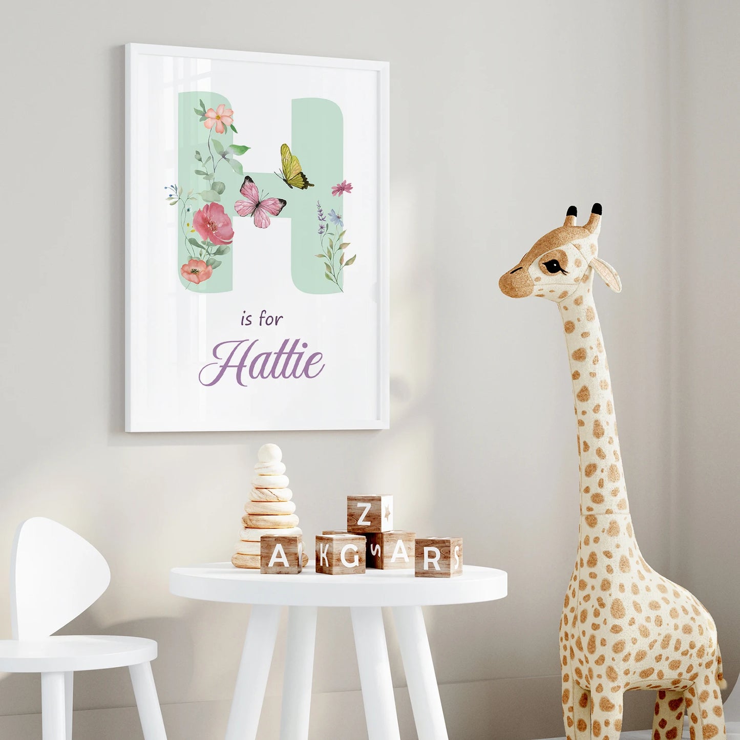 3-Piece Personalized Butterfly Rainbow Canvas Wall Art | Kids Room