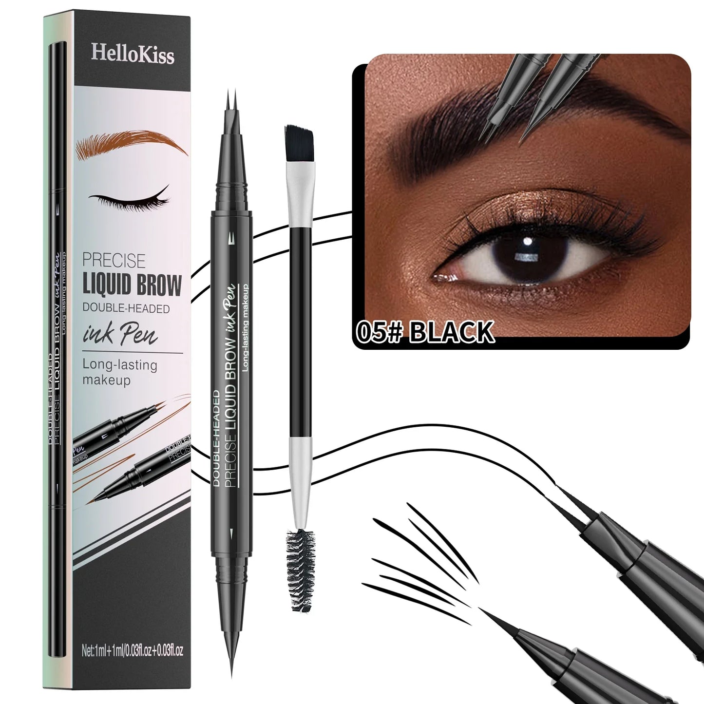 Waterproof Dual-Tip Liquid Brow Pen | Long-Lasting Wild Brows