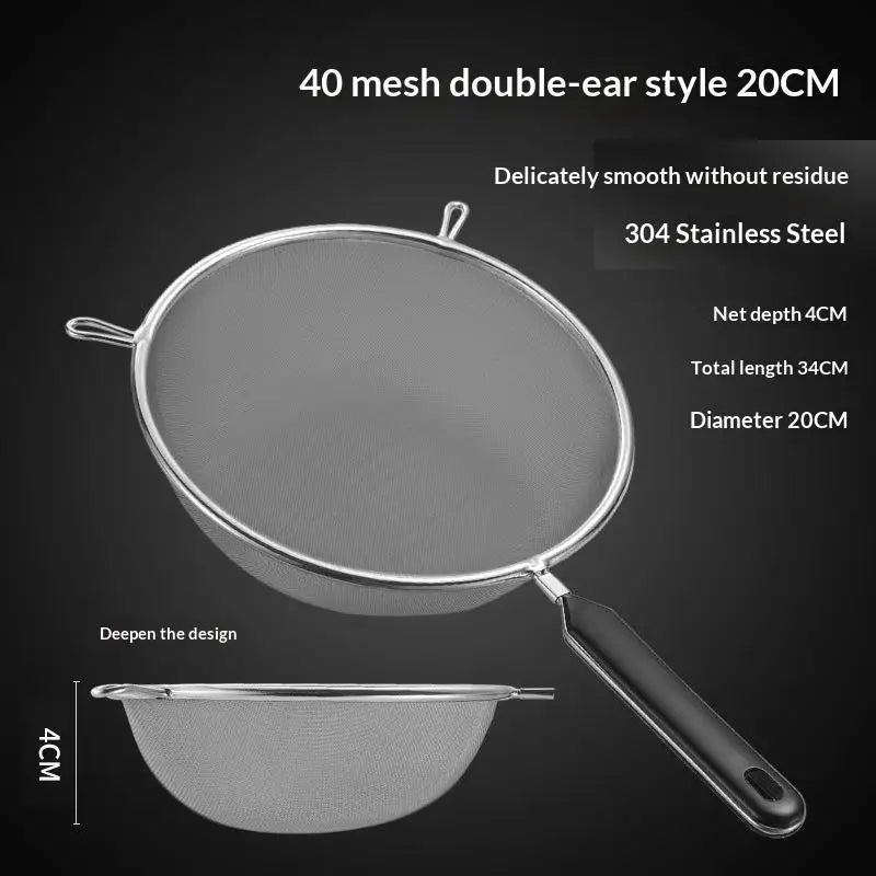 SUS 304 Fine Mesh Kitchen Strainer Set | Non-Slip Handle, 3 Sizes Fine Mesh Strainer Set Peaceful Pleasures Health and Wellness I