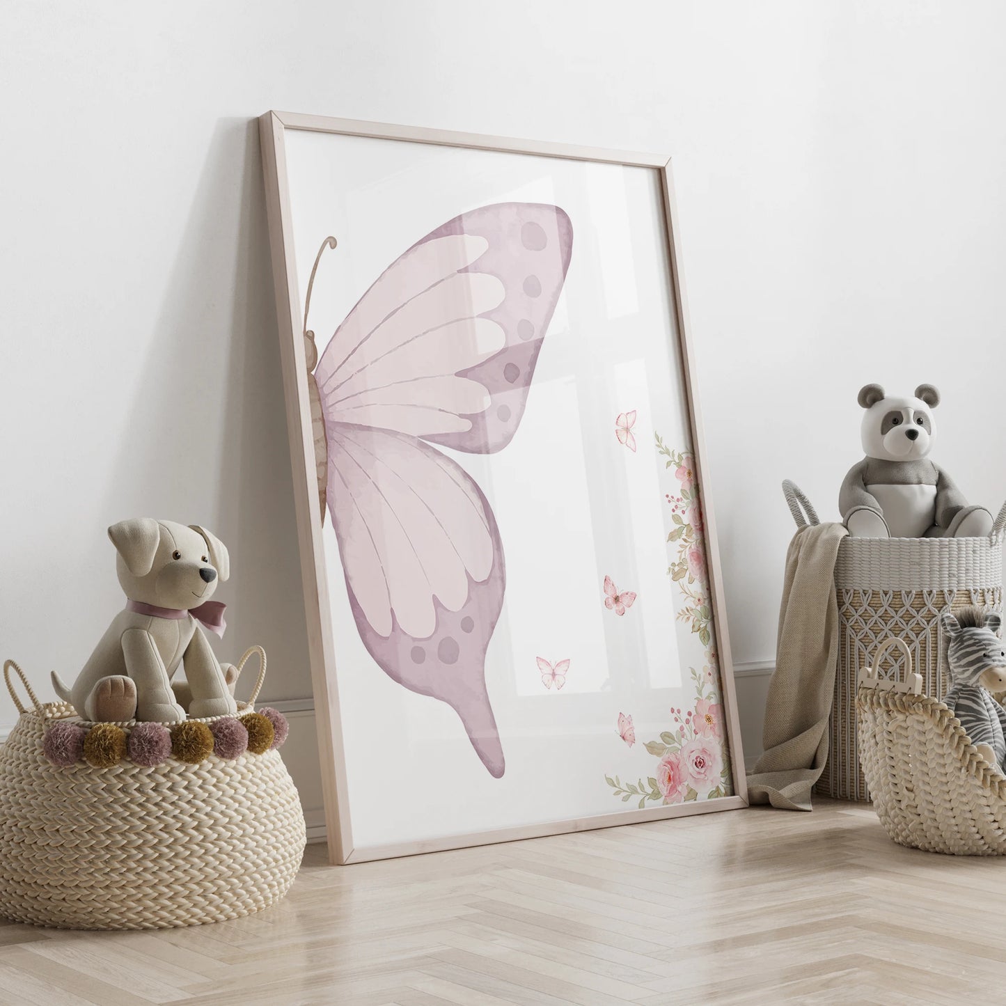 3-Piece Personalized Butterfly Flower Canvas Wall Art Set