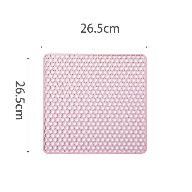 Silicone Drain Mat Heat Insulated Pad Kitchen Sink Protector Hollow Sink Mat Countertop Mats Kitchen Protection Countertop Mats Peaceful Pleasures Health and Wellness C pink 26.5cm silicone