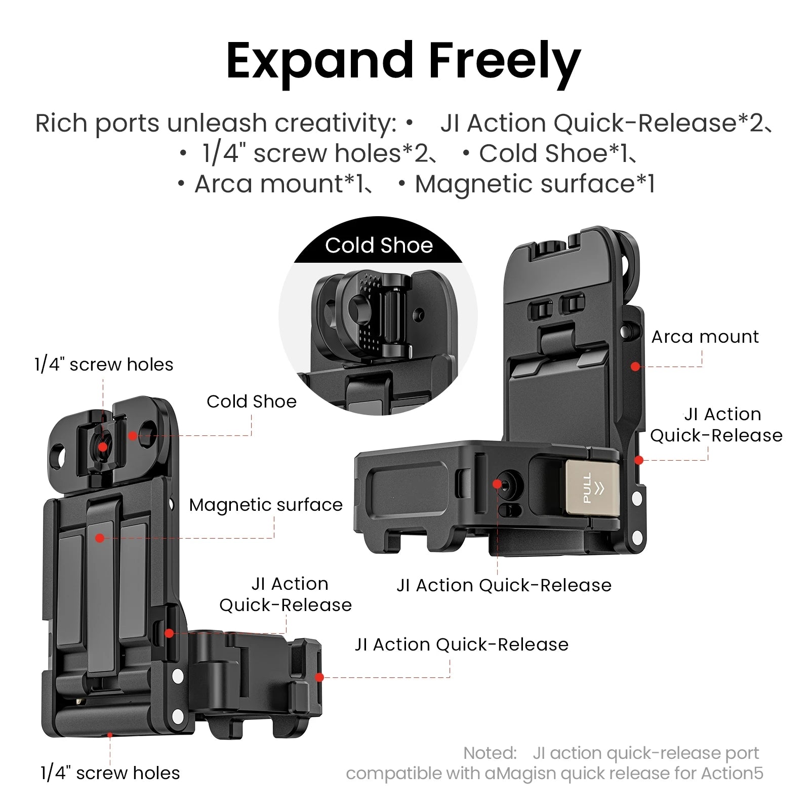 Multi-Functional Extension Bracket Versatile Magnetic Expansion Frame For DJI Pocket 3 Camera Expand Fill Light Accessories Peaceful Pleasures Health and Wellness