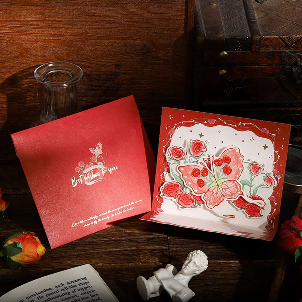 Stamping Rose Three-dimensional Greeting Card Individually Packaged