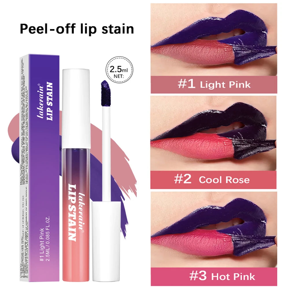 Waterproof Peel Off Lip Stain Long Lasting Pink Lip Tint Transfer Proof Non-stick Cup 3 Colors Lip Stain Women's Cosmetics Peaceful Pleasures Health and Wellness 3pcs
