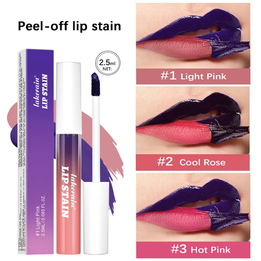 Waterproof Peel Off Lip Stain Long Lasting Pink Lip Tint Transfer Proof Non-stick Cup 3 Colors Lip Stain Women's Cosmetics Peaceful Pleasures Health and Wellness 3pcs