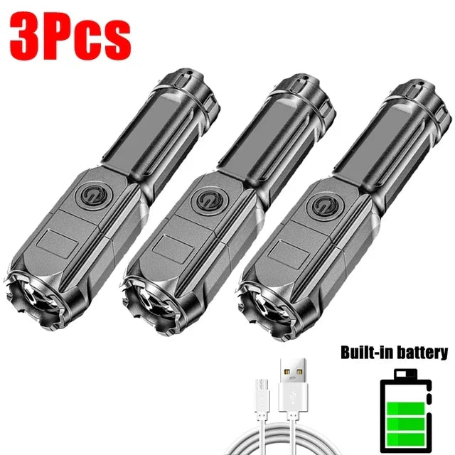 KDULIT Rechargeable LED Flashlight – Zoomable 3-Mode Torch