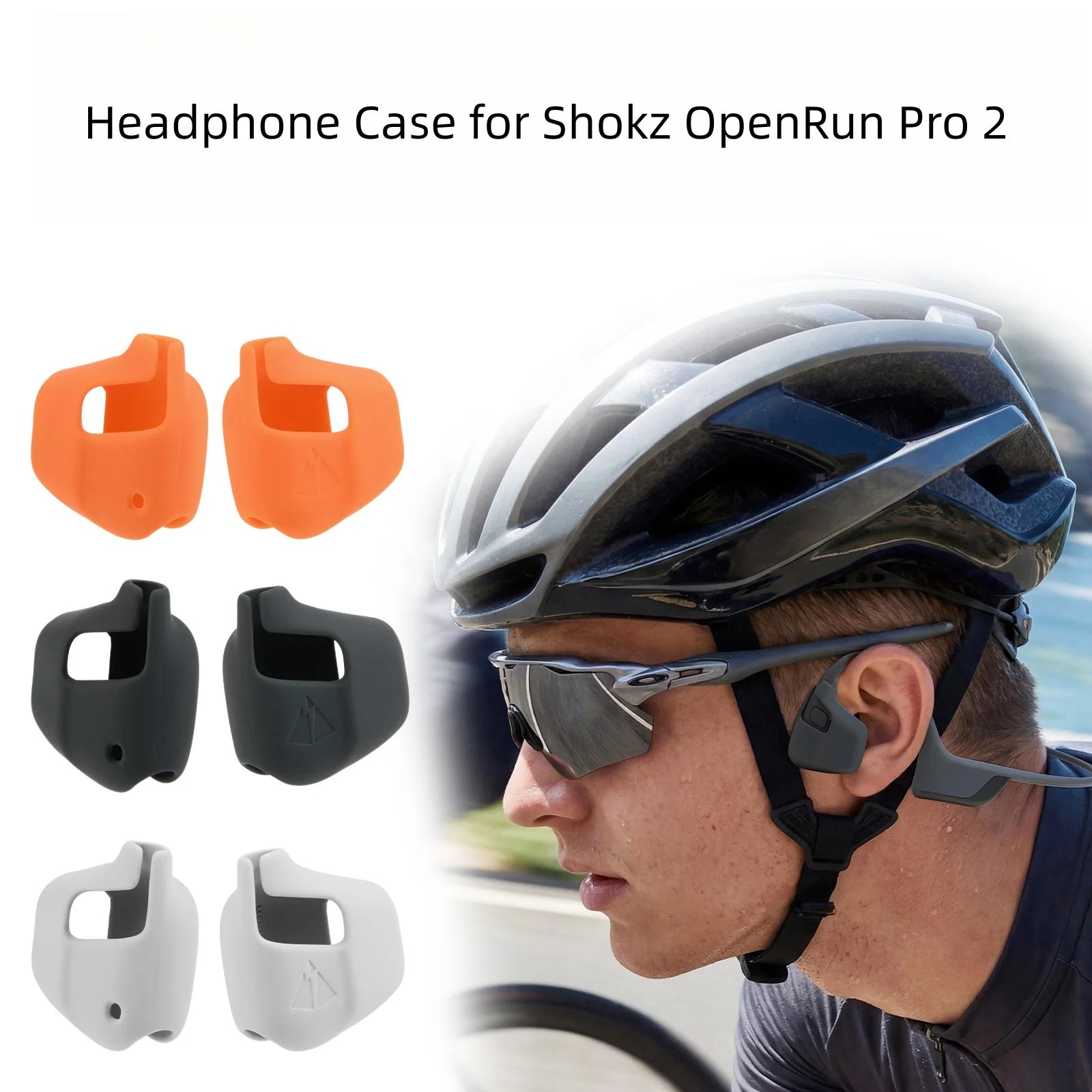 Dark Gray/Light Gray/Orange Headphone Case For Shokz OpenRun Pro 2 Headphones Features A Tapered Wraparound Design Peaceful Pleasures Health and Wellness
