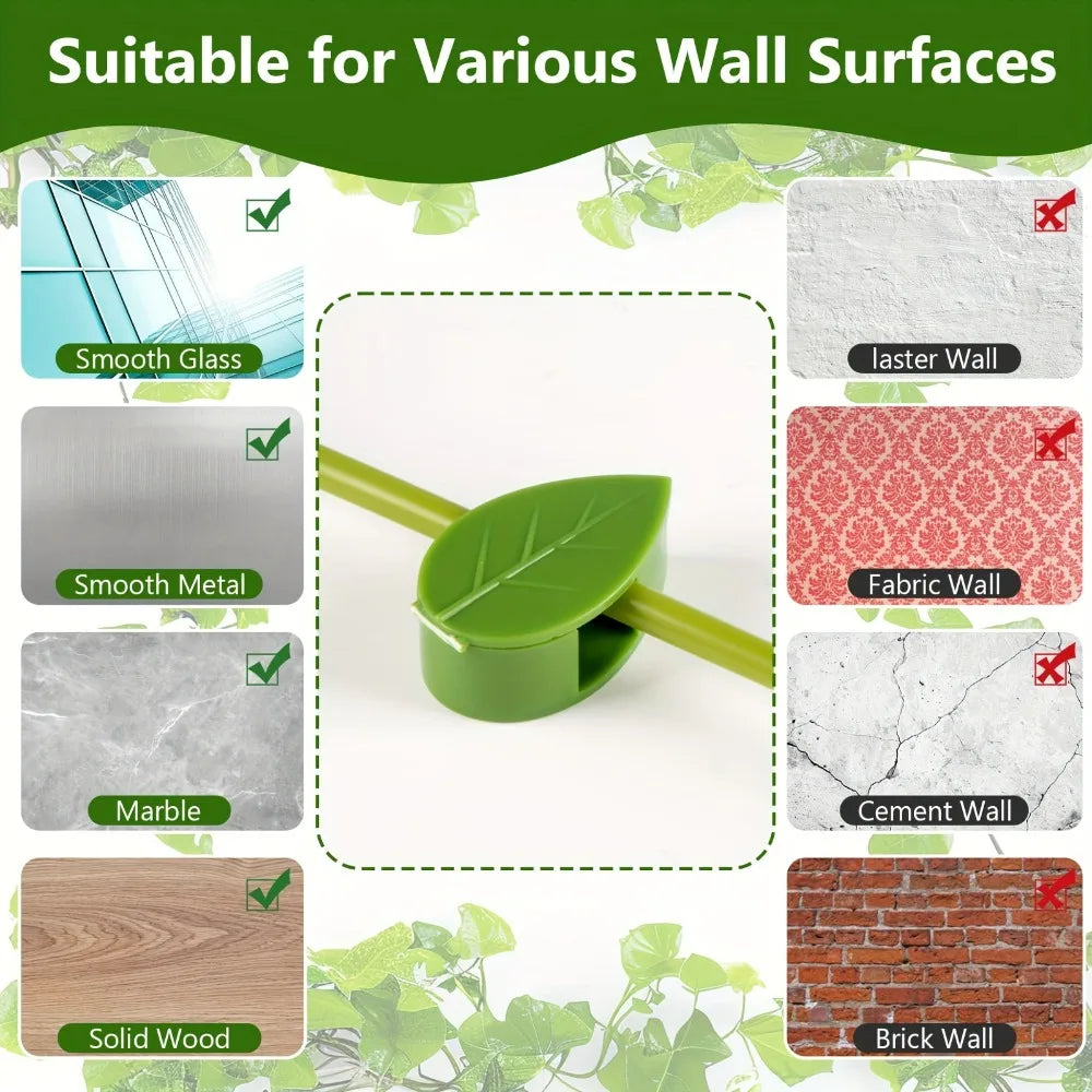 Self-Adhesive Plant Climbing Wall Clips – Leaf-Shaped Fixtures Plant Wall Clips Peaceful Pleasures Health and Wellness