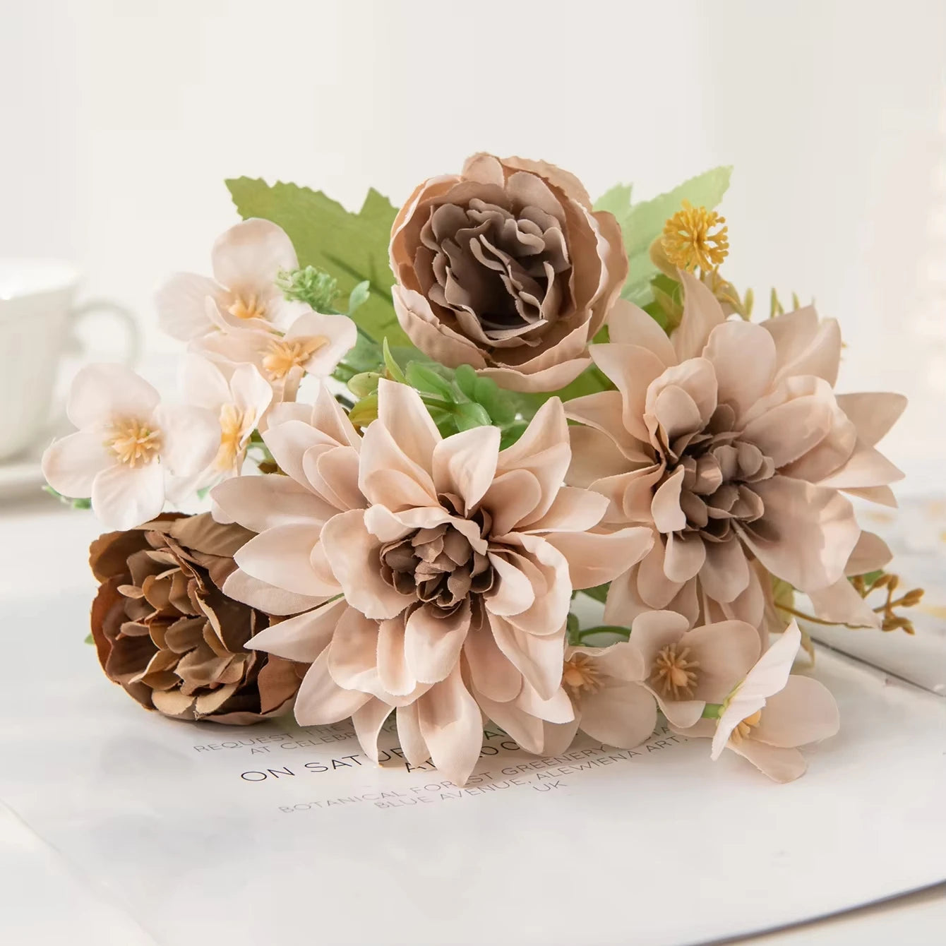 Artificial Silk Peony Dahlia Bouquet | Wedding & Home Decor