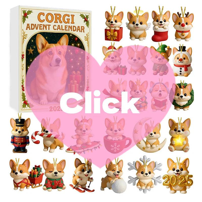 Corgi Advent Calendar 2025 – 24 Mini Dog Christmas Ornaments
