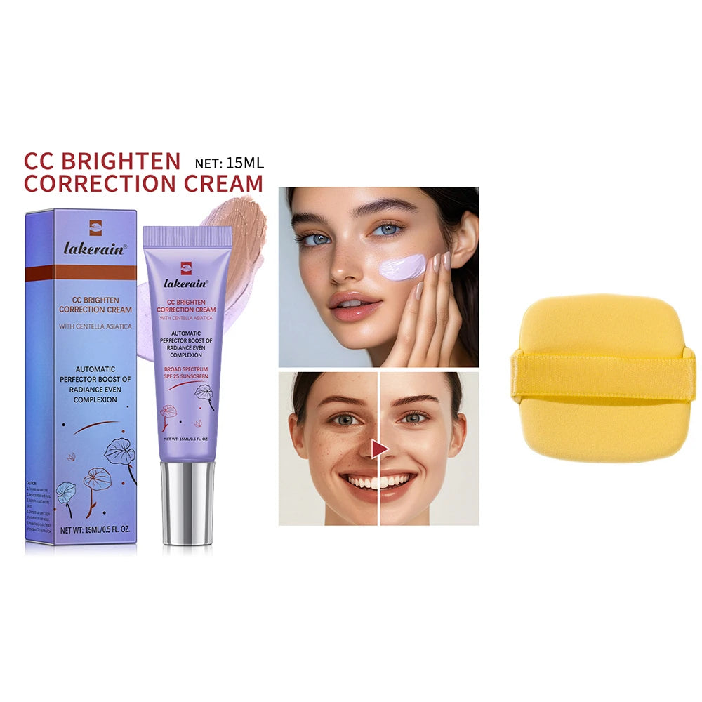 CC Cream Color Changing Liquid Foundation Centella Korean High Coverage Foundation Foundation Cream for Face Base Makeup Peaceful Pleasures Health and Wellness 1pc free puff