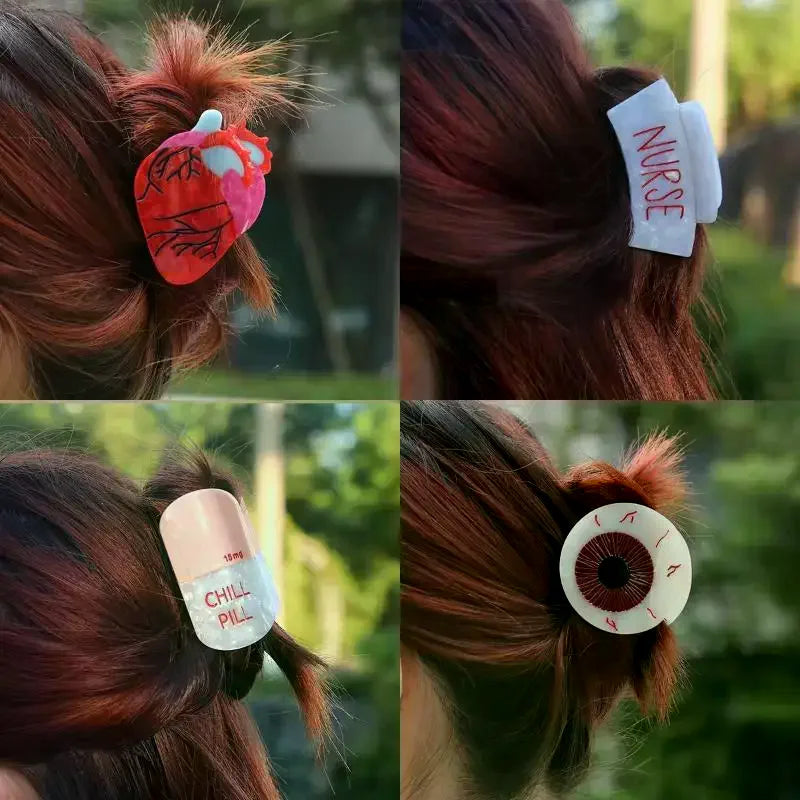 Pill Heart Hair Claw Clip – Non-Slip Strong Hold for Women