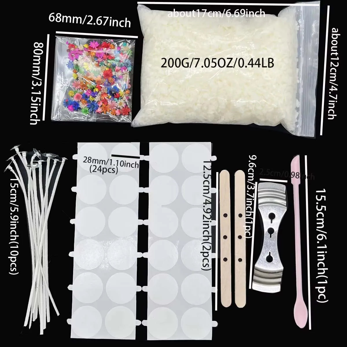 200g Soy Wax DIY Candle Making Kit with Wicks & Supplies