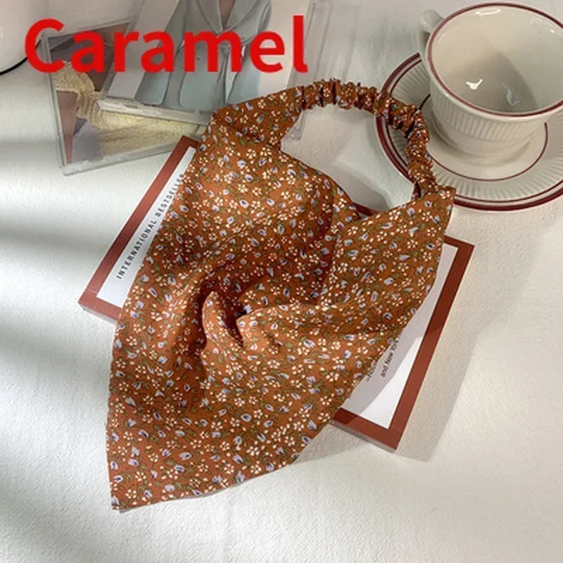 Floral Kerchief Headwear Wrist Head Wrap Scarf Triangular Headscarf
