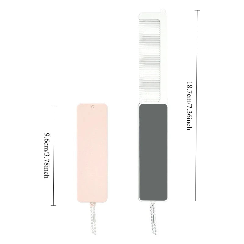 Mini Folding Massage Comb with Mirror | Travel Hair Brush