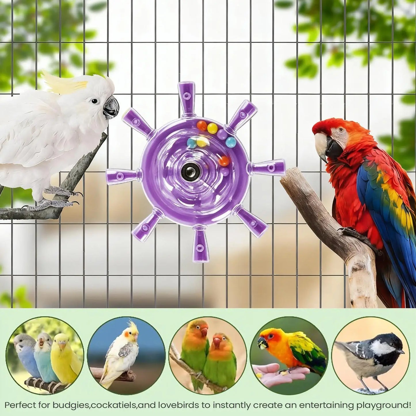 Interactive Parrot Windmill Toy – Rotating Treat Dispenser