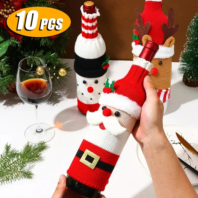 Christmas Decorations Knitted Wool Belts Old Man Wine Bottle Covers Set Table Decorations Kitchen Cute Cartoon Decorations New Peaceful Pleasures Health and Wellness