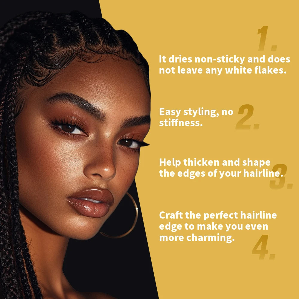 Edge Control Strong Hold Hair Gel Thick Edges Styling Gel Non-Greasy Non-Flaking No White Cast Long Lasting Supports All Hair Ty Peaceful Pleasures Health and Wellness