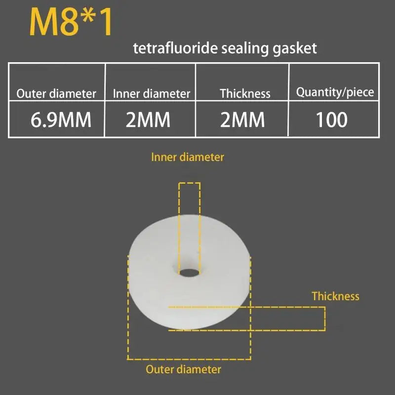 PTFE Air Seal Washers M8 M10 M12 – 10/100 Pack O-Ring Gaskets