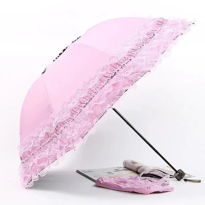 Vintage Lace Parasol – Foldable Gothic Lolita Anti-UV Umbrella