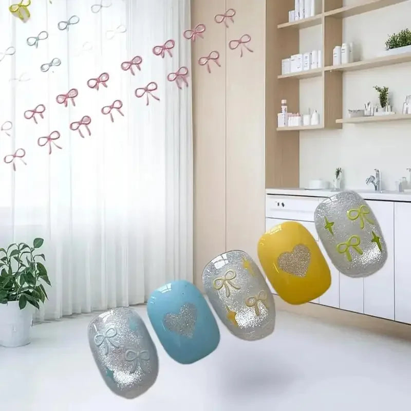 1 Sheet Mixed Color Bow Nail Art Stickers Relief Cute Bowknot Nail Charms Bow Manicure Decoration Peaceful Pleasures Health and Wellness